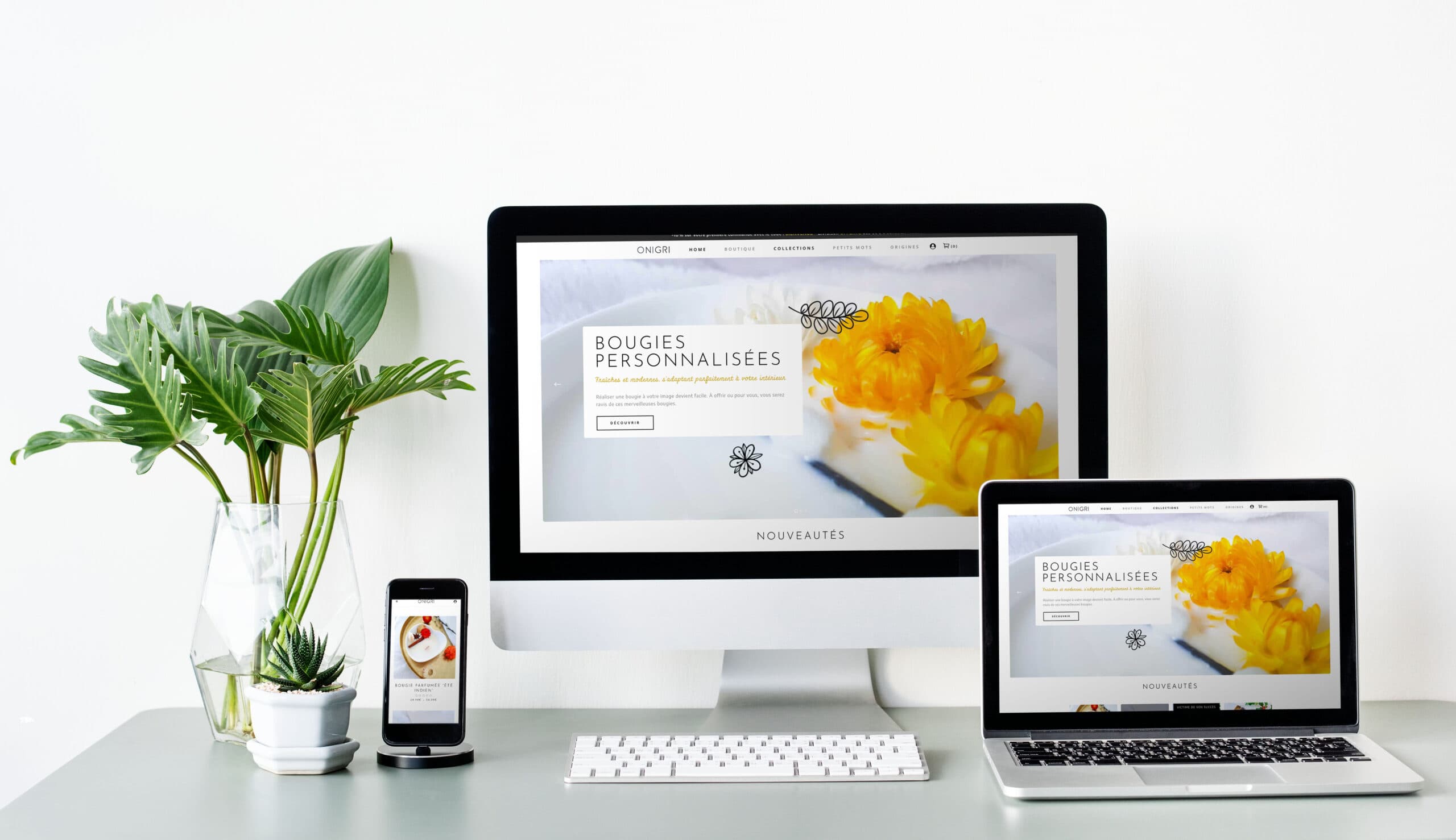 Boutique Onigri affichée sur desktop, laptop et mobile
